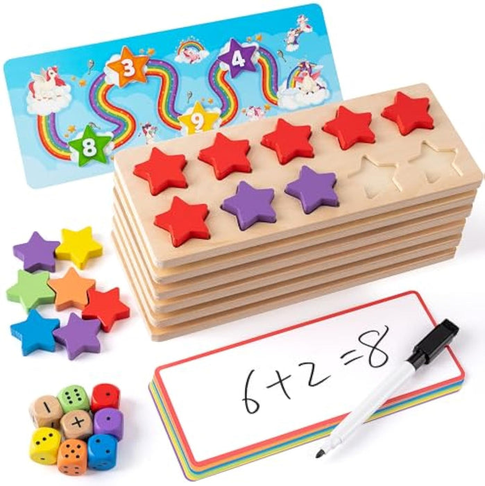 Wooden Ten-Frame Set Math Manipulatives for Kindergarten