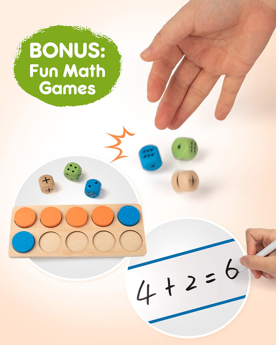 Wooden Ten-Frame Set Math Manipulatives