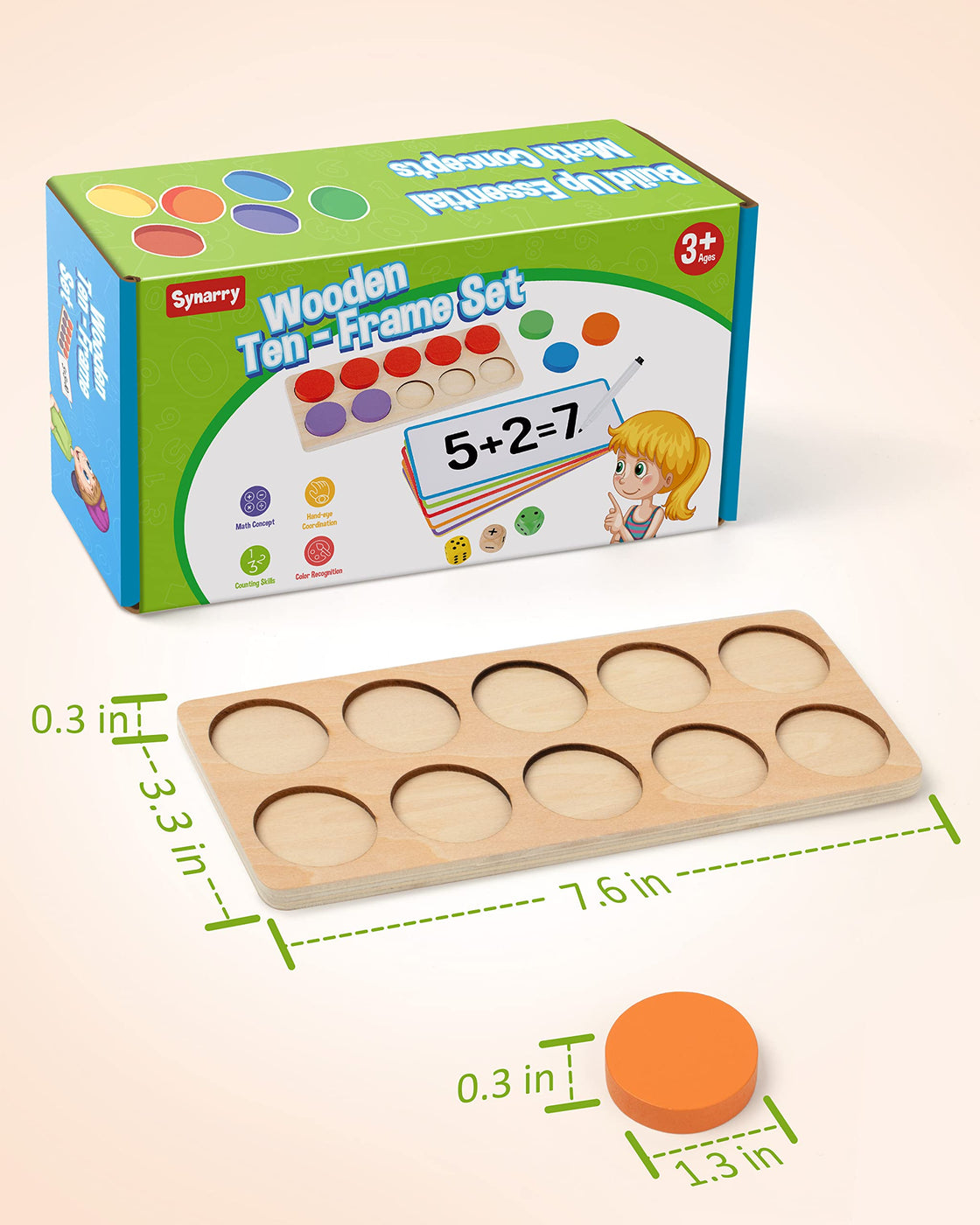 Wooden Ten-Frame Set Math Manipulatives — Synarry