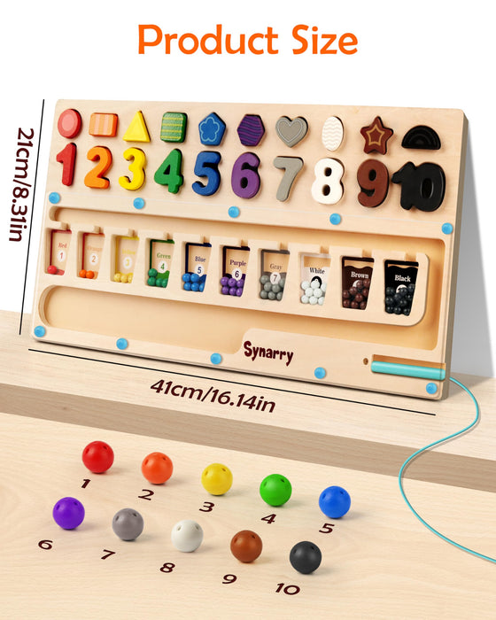 Magnetic Color and Number Maze Wooden Puzzle