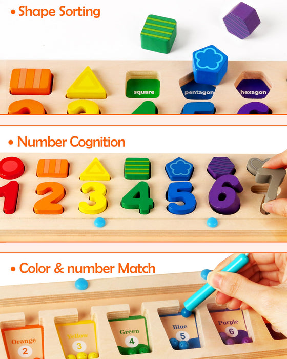 Magnetic Color and Number Maze Wooden Puzzle