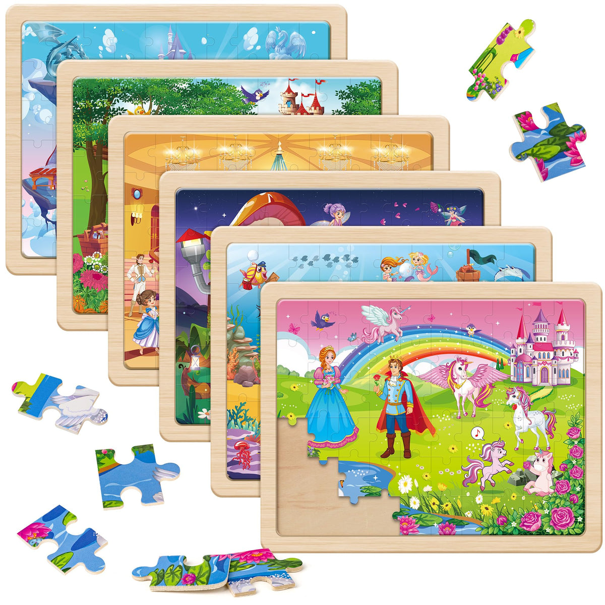 Sitodier Puzzle In Legno Con Cornice Per Bambini Da 4 A 8 Anni, 2Pcs 96 Pezzi Mappa Del Mondo Puzzle In Legno Con Cornice