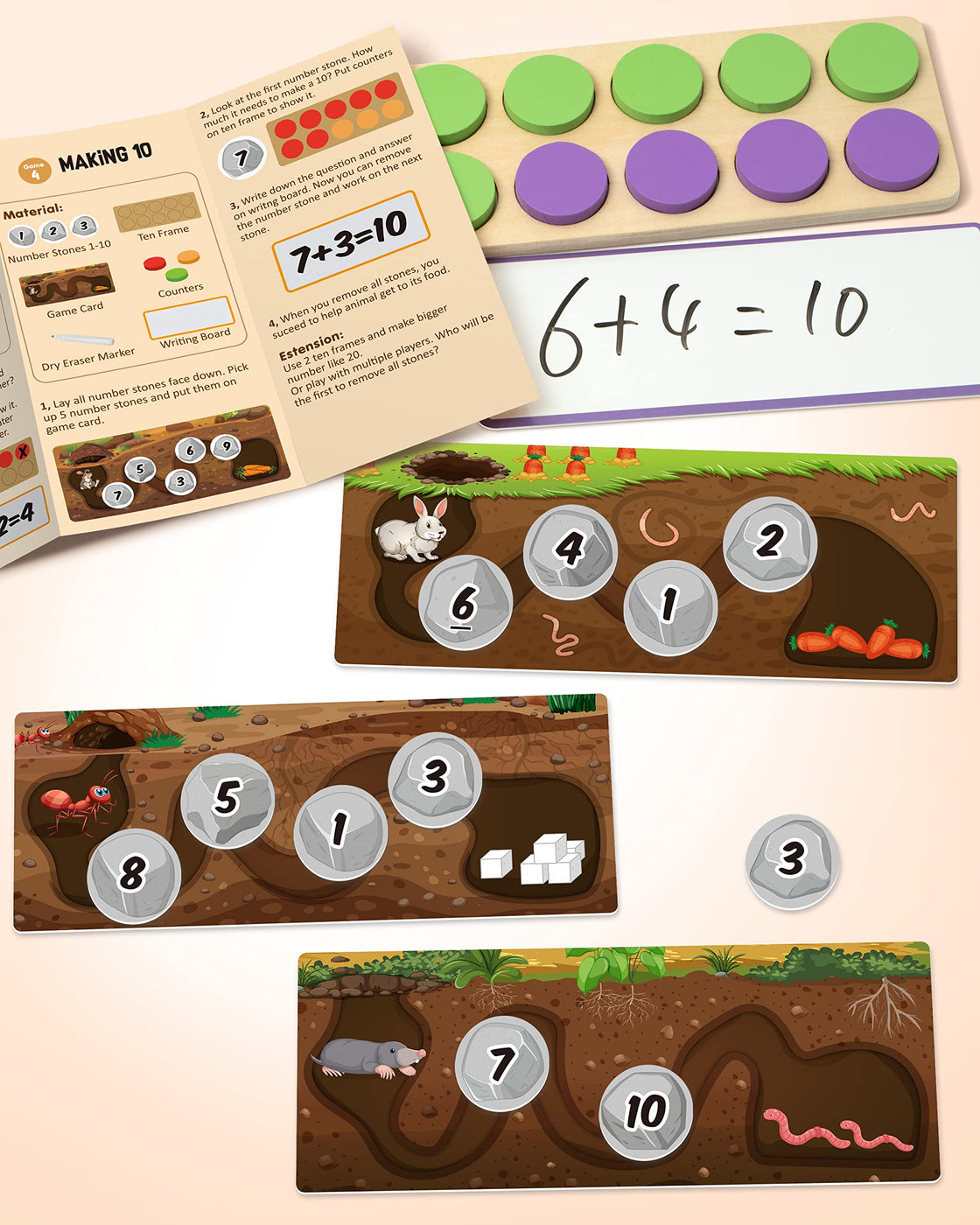 Wooden Ten-Frame Set Math Manipulatives — Synarry