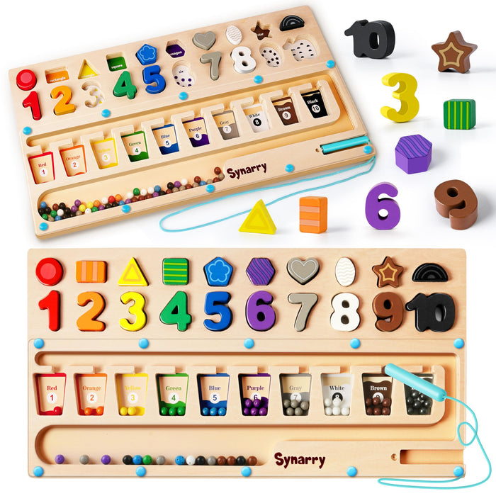 Magnetic Color and Number Maze Wooden Puzzle