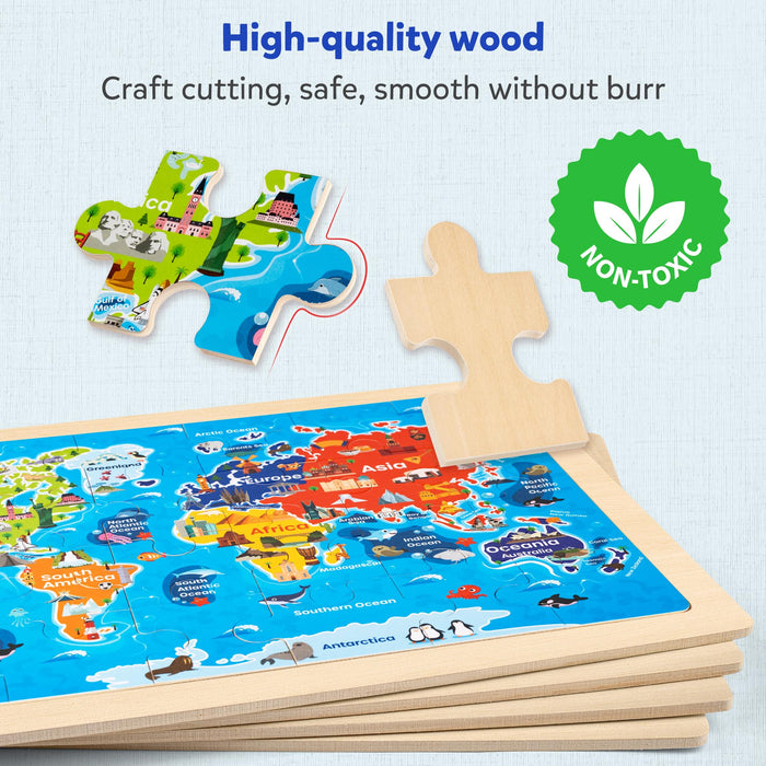 US World Earth Solar System Wooden Puzzles