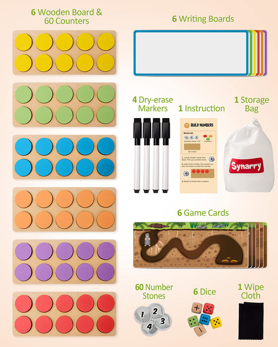 Wooden Ten-Frame Set Math Manipulatives