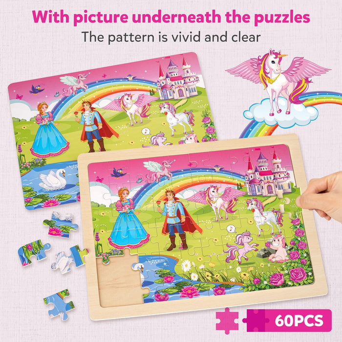 Unicorn Mermaid Princess Fairy Wooden Puzzles 60