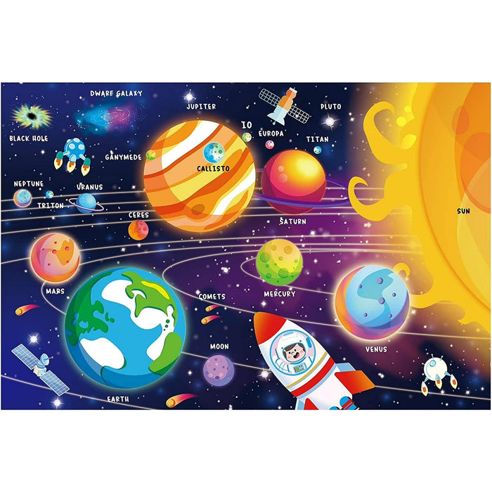 SYNARRY 104-Piece Space Puzzle Set for Kids Ages 3-8, Solar System Puzzle with Planets and Names, FSC Certified Educational Jigsaw Puzzle for Boys and Girls