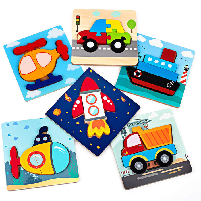 Wooden Vehicle Puzzles for Infants