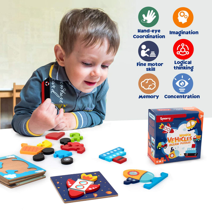 Wooden Vehicle Puzzles for Infants