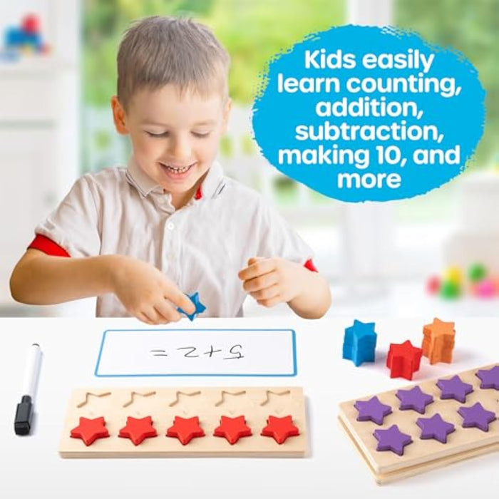 Wooden Ten-Frame Set Math Manipulatives for Kindergarten