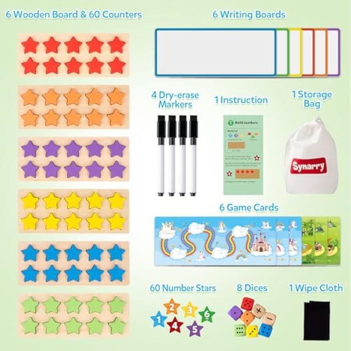 Wooden Ten-Frame Set Math Manipulatives for Kindergarten