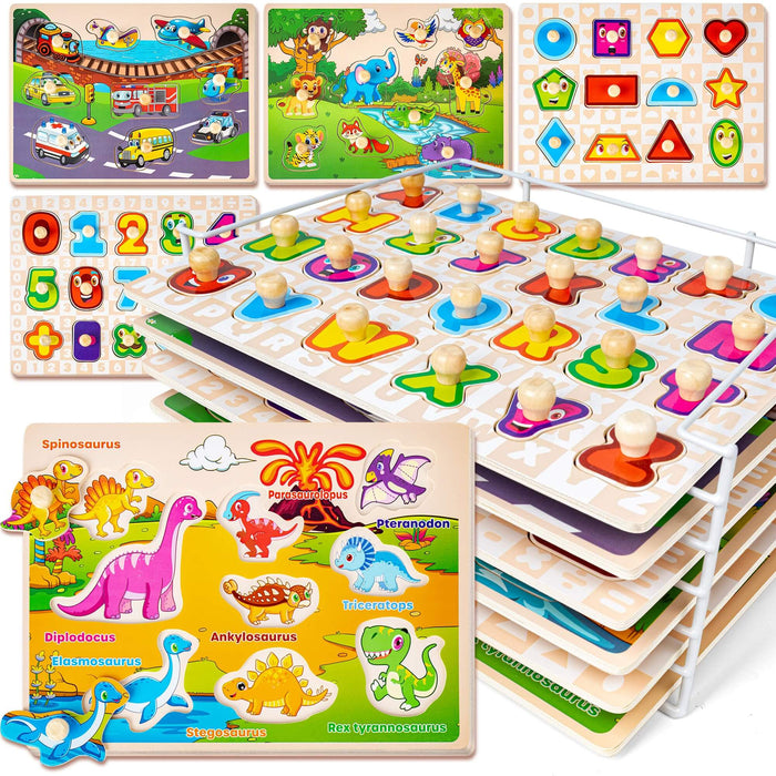 6XSET Puzzles for Toddlers 2-4 with Rack