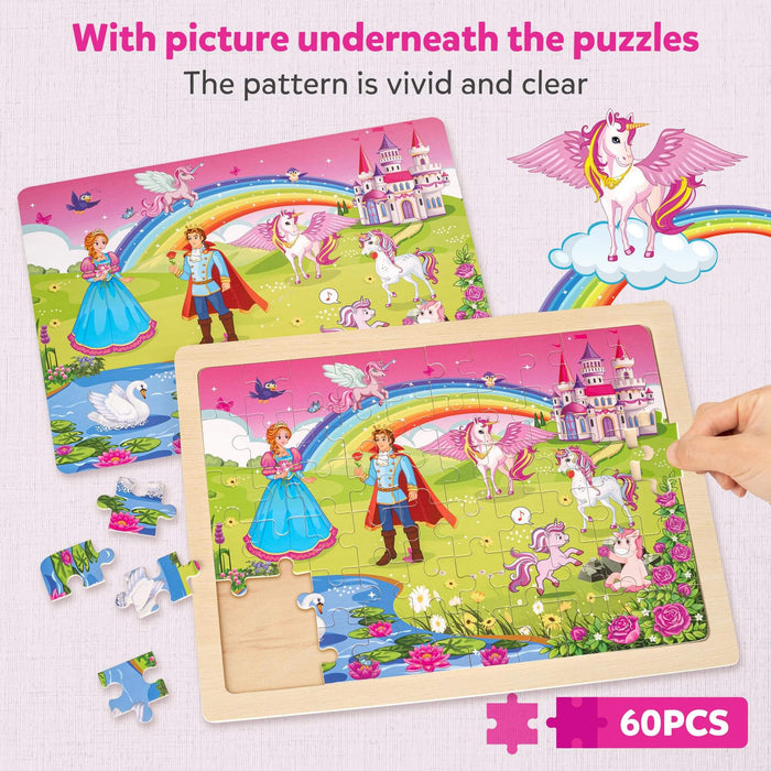 Unicorn Mermaid Princess Fairy Wooden Puzzles