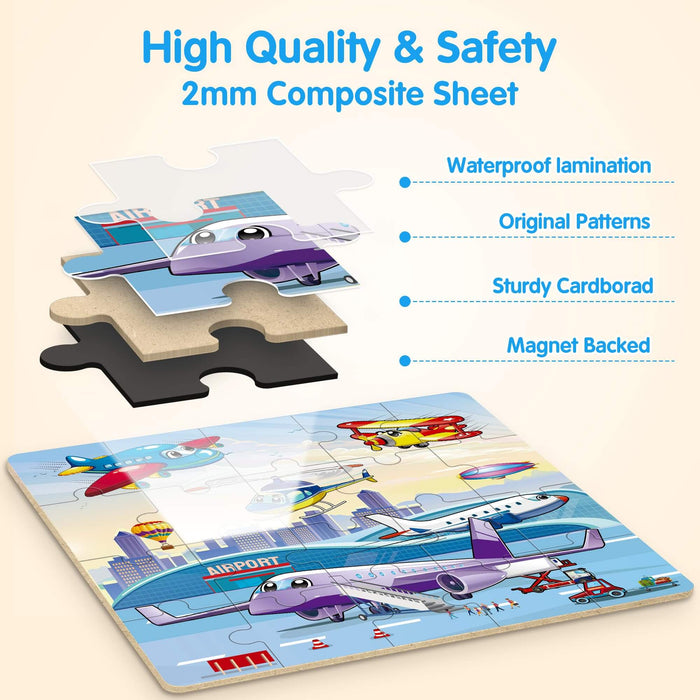 Air Land Water Transport Magnetic Puzzles