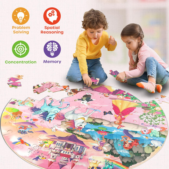 Unicorn Princess Mermaid Fairy Floor Puzzle